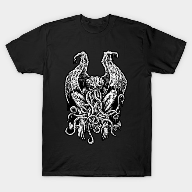 Colourless Cthulhu on Black T-Shirt by Soul-Paralyzed Art